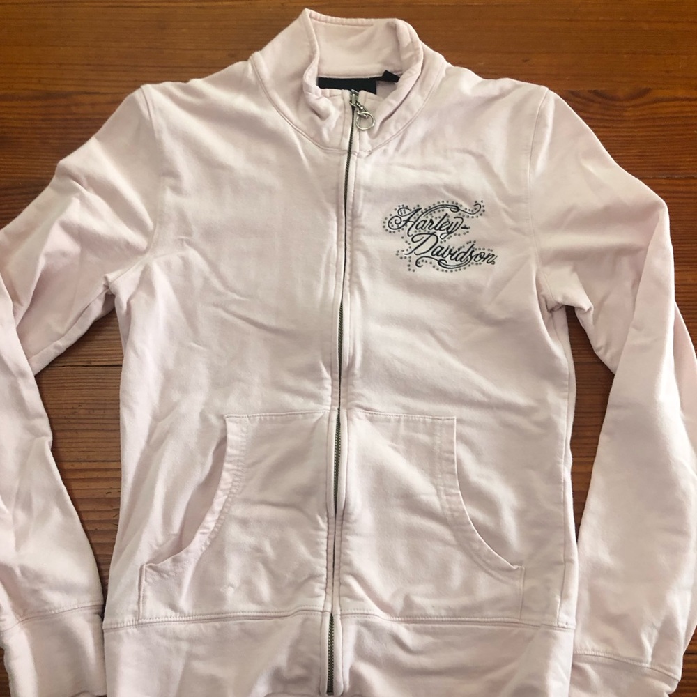 Harley Davidson pale pink zip up size small